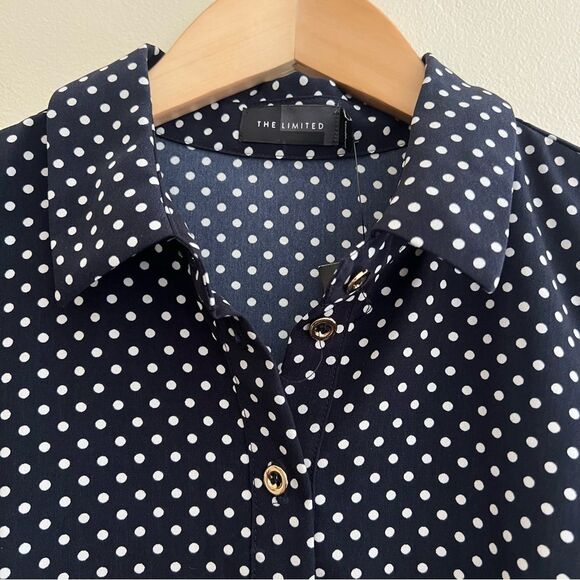 The Limited Dress Navy Blue & White Polka Dot Henley Shift -Size S NWT🏷 classy! - Picture 13 of 16